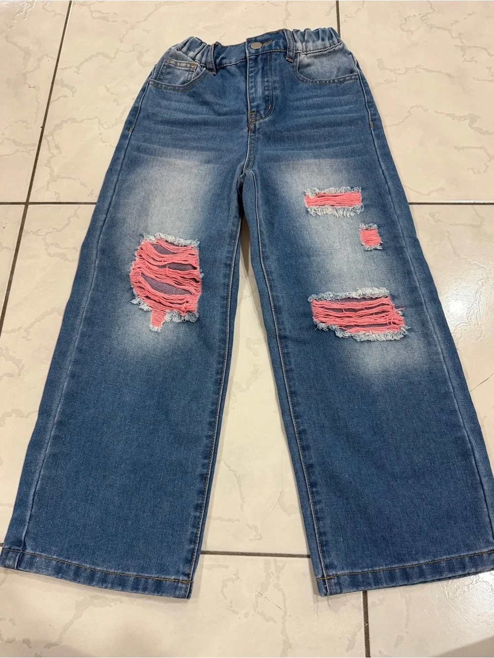 Pink Ripped Jeans Size 9 Girl's NWOT
